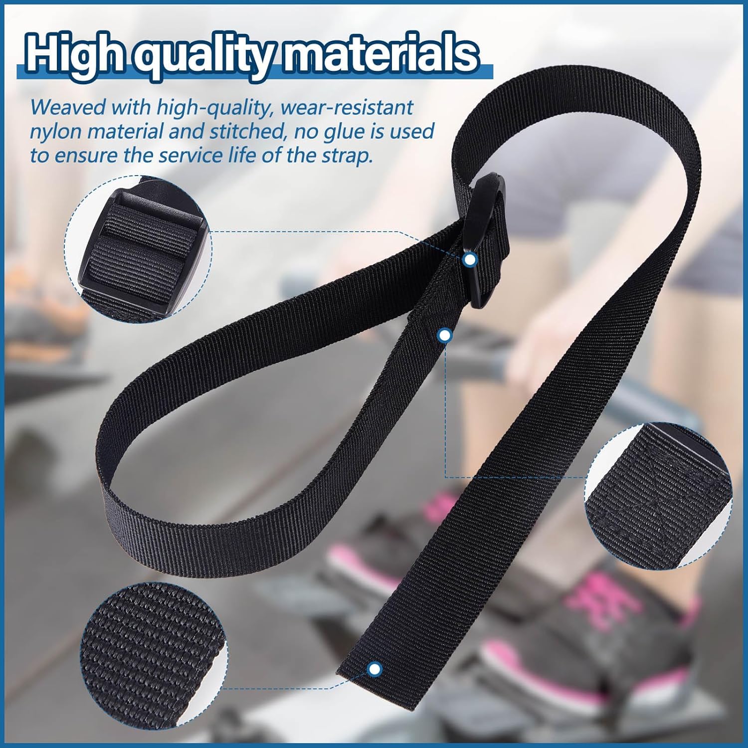 Rowing Machine Adjustable Foot Straps Compatible With Concept 2 Rower Fitness, 4 Pack Replacement Reusable Straps - Image 4