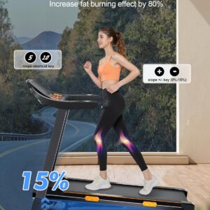 350 lb Capacity Walking Pad Treadmills for Home with 12%/15% Incline, Foldabe Treadmill with Handrail, 3.5HP Real Brushless Treadmill with Dual Cushion System, Deck Treadmills for Small Space