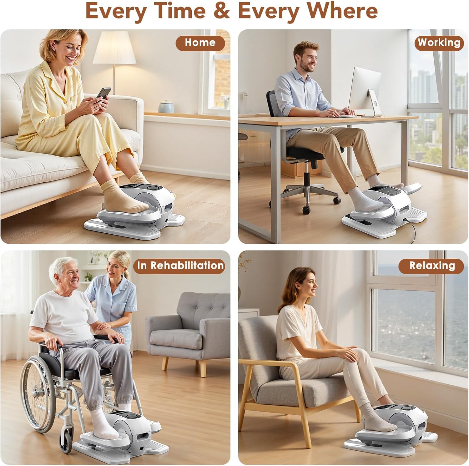 Under Desk Elliptical Exercise Machine, Mini Elliptical Leg Exerciser As Seen on TV, Electric Pedal Exerciser While Sitting for Seniors Adults, Elliptical Training Machines for Fitness with 12 Modes - Image 4