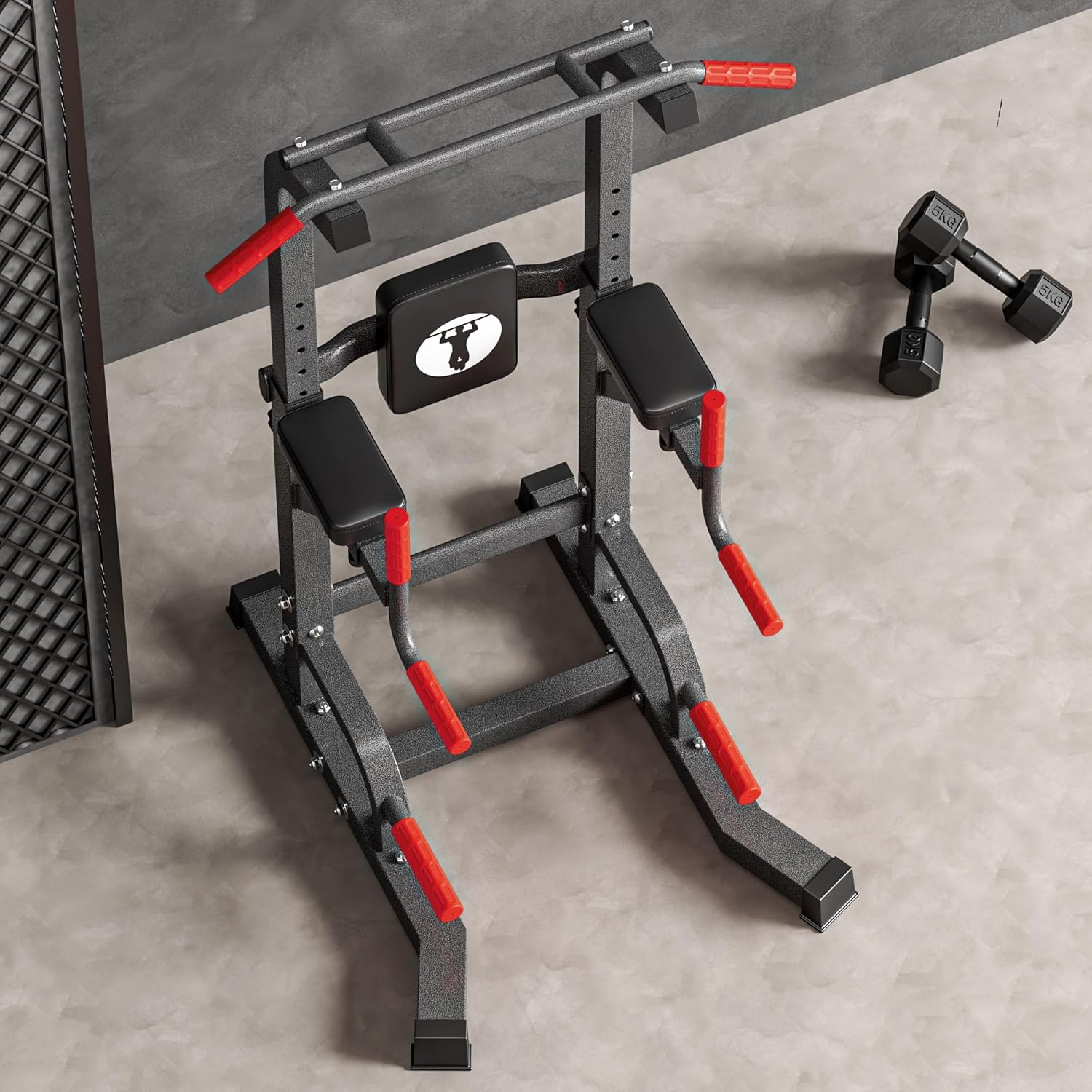 soges Pull Up Bar Dip Station, Power Tower with A Backrest, Adjustable Height Pull Up Bar Stand, Multi-Function Home Gym Strength Training - Image 8