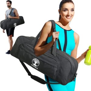 Yoga Mat Bag – 8-Pocket Gym Bag Fits 1/2″ Thick Mat & Blocks, Detachable Straps | Large Bag With Mat Holder for Women, Men | Duffle, Tote