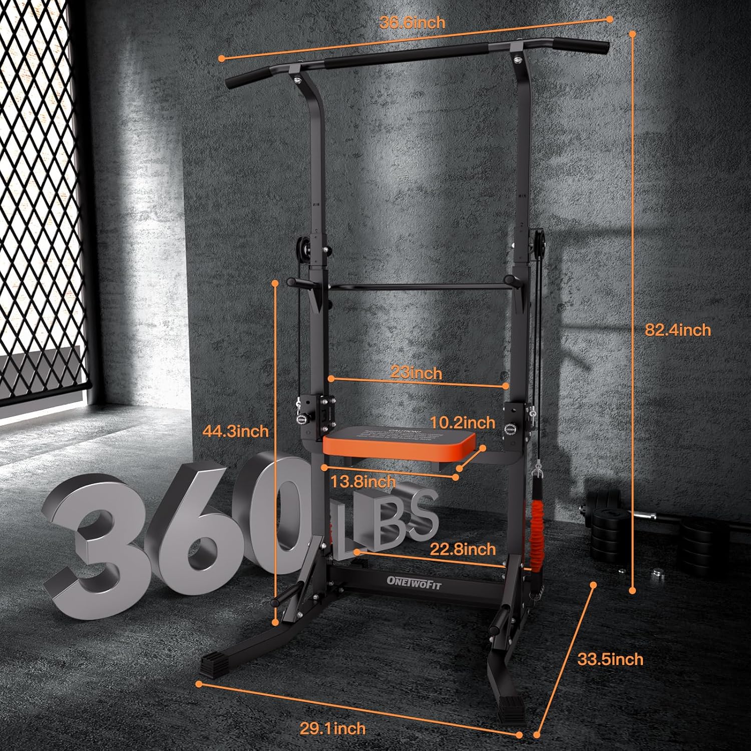 ONETWOFIT Power Tower Pull Up Bar Station Assistive Trainer, Multi-Function Adjustable Height Dip Station for Home Gym Workout, Strength Training Fitness Equipment, Pull Up Stand 360LBS - Image 3