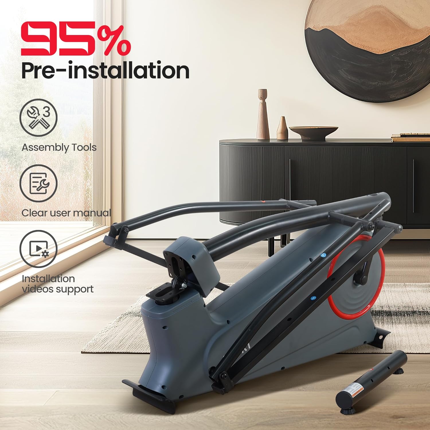 Elliptical Exercise Machine Elliptical Machine for Home with 8 Levels Adjustable Resistance LCD Monitor Pulse Monitor 13IN Stride 300 LBS Weight Capacity Hyper-Quiet Fitness - Image 3