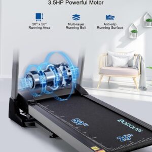 Treadmill with 15% Auto Incline – 350 LBS Capacity, 3.5HP Electric Folding Treadmill Up to 10MPH Speed, Running Machine with 20″ Wide Tread Belt & LCD Display for Home Use, Bluetooth Speaker