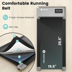 DeerRun Walking Pad 2 in 1 Under Desk Treadmill, 2.5HP Low Noise Walking Pad Running Jogging Machine with Remote Control for Home Office, Lightweight Portable Desk Treadmill Installation Free