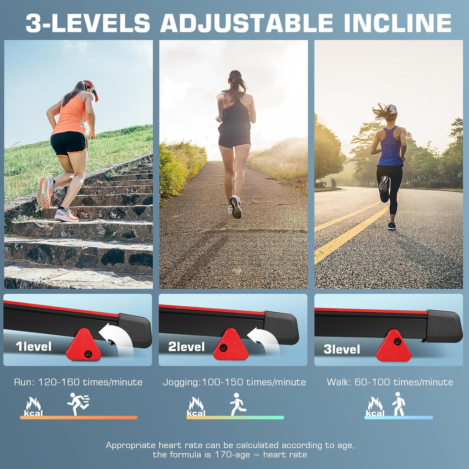 ANCHEER 2025 Premium Treadmill - 3.5HP Treadmills 350+ LBS Weight Capacity- 3-Level Incline, Foldable Design, Adjustable Height with Desk & Pulse Sensor - Perfect for Home Office & Family Workouts - Image 4