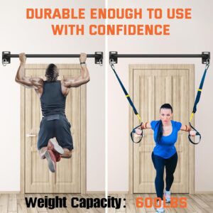 36″ Heavy Duty Pull Up Bar Wall/Joist Mounted, 600 LB Capacity, Multi-Grip Bar for Garage & basement rafter Use – All-in-One Workout Station with Carabiners & Space-Saving Design