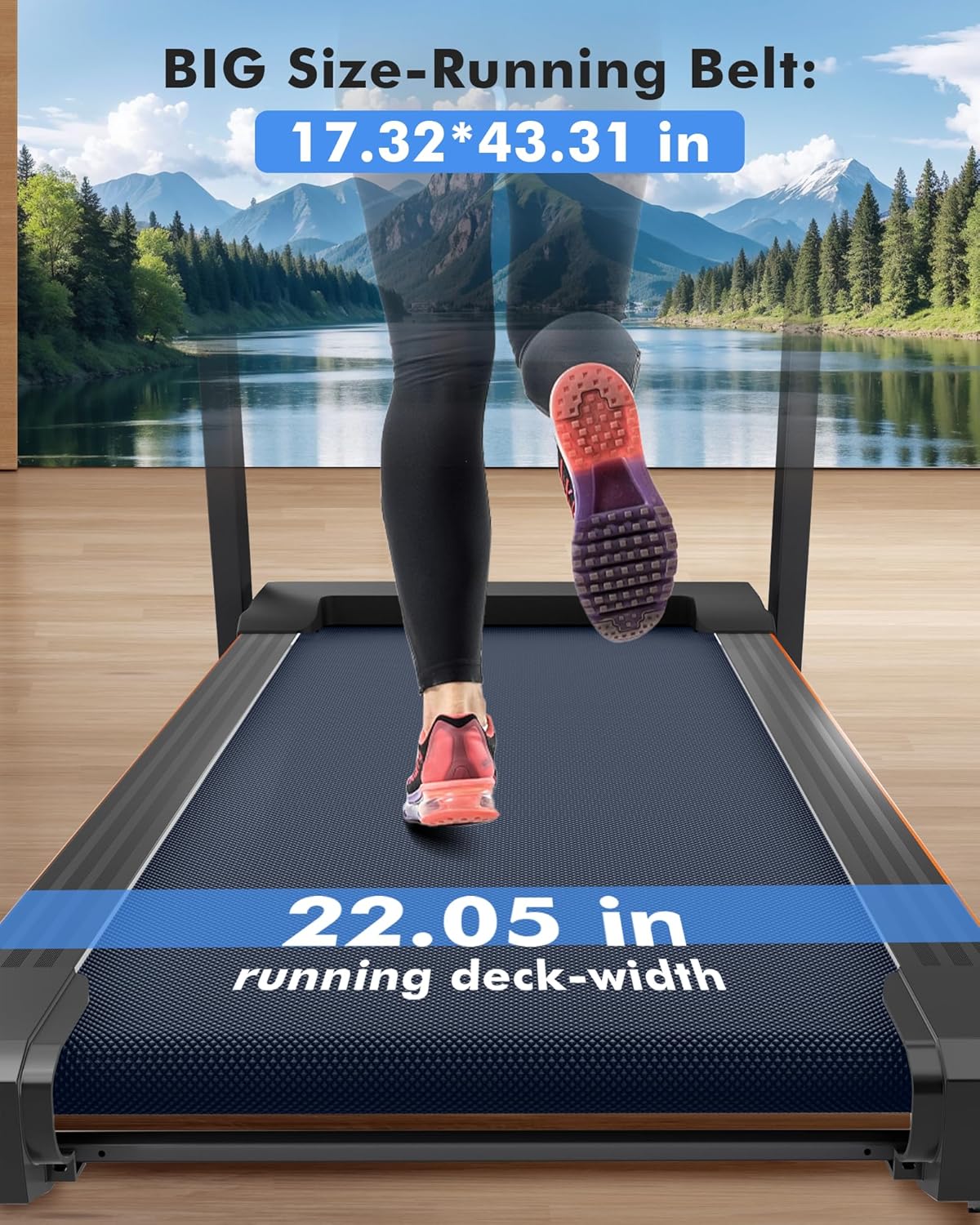 350 lb Capacity Walking Pad Treadmills for Home with 12%/15% Incline, Foldabe Treadmill with Handrail, 3.5HP Real Brushless Treadmill with Dual Cushion System, Deck Treadmills for Small Space - Image 3