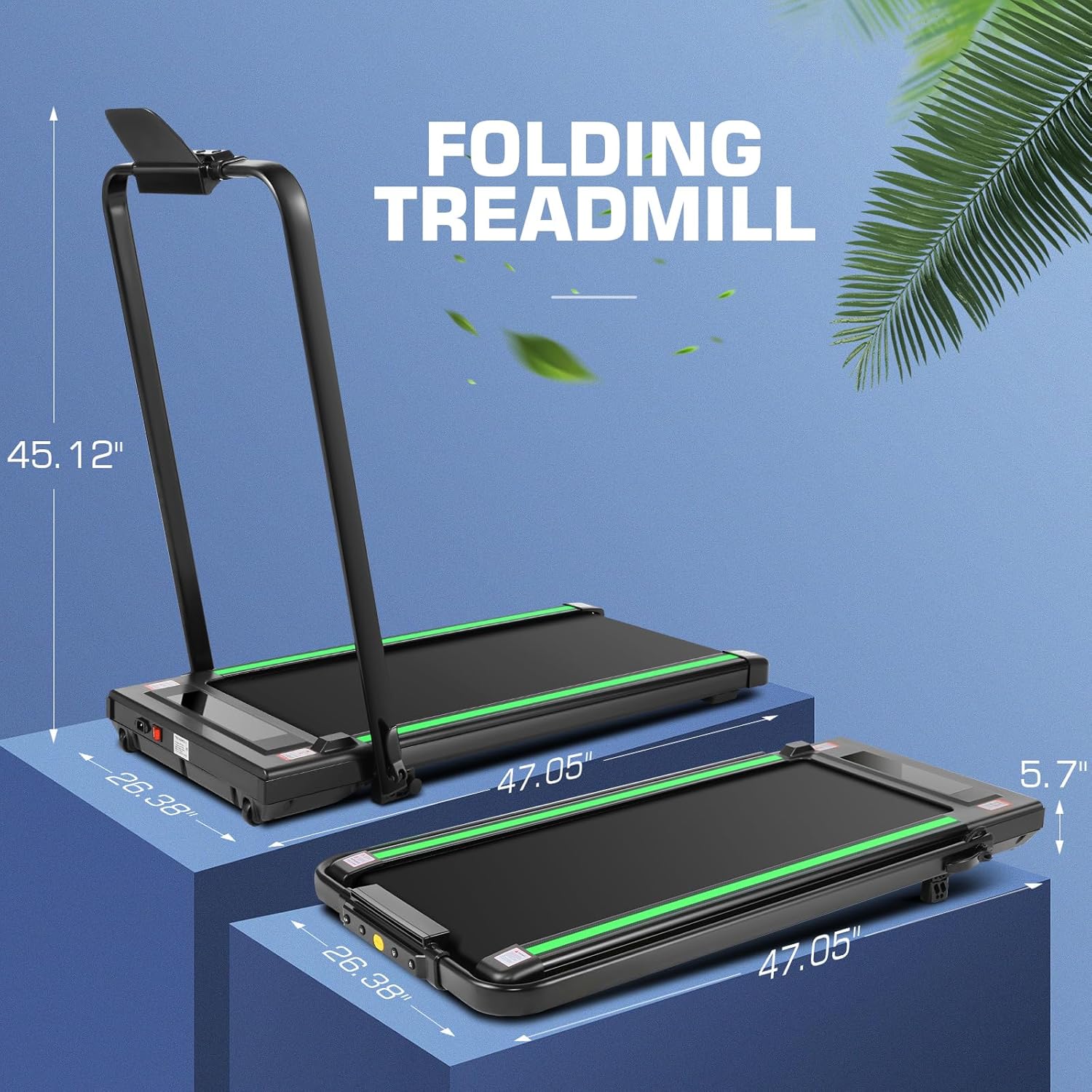 Under Desk Treadmill With Incline, 300lbs Walking Pad With Handle Bar & Remote Control, 2.5HP Folding for Home/Office, Installation-Free Jogging Running Electric Machine - Image 6