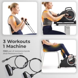 Sunny Health & Fitness Dual Function Under-Desk Bike Trainer, Mini Exercise Machine for Senior Training, Arm/Leg Cardio Cycle Workout, Optional Magnetic, Motorized w/Free SunnyFit App Connection