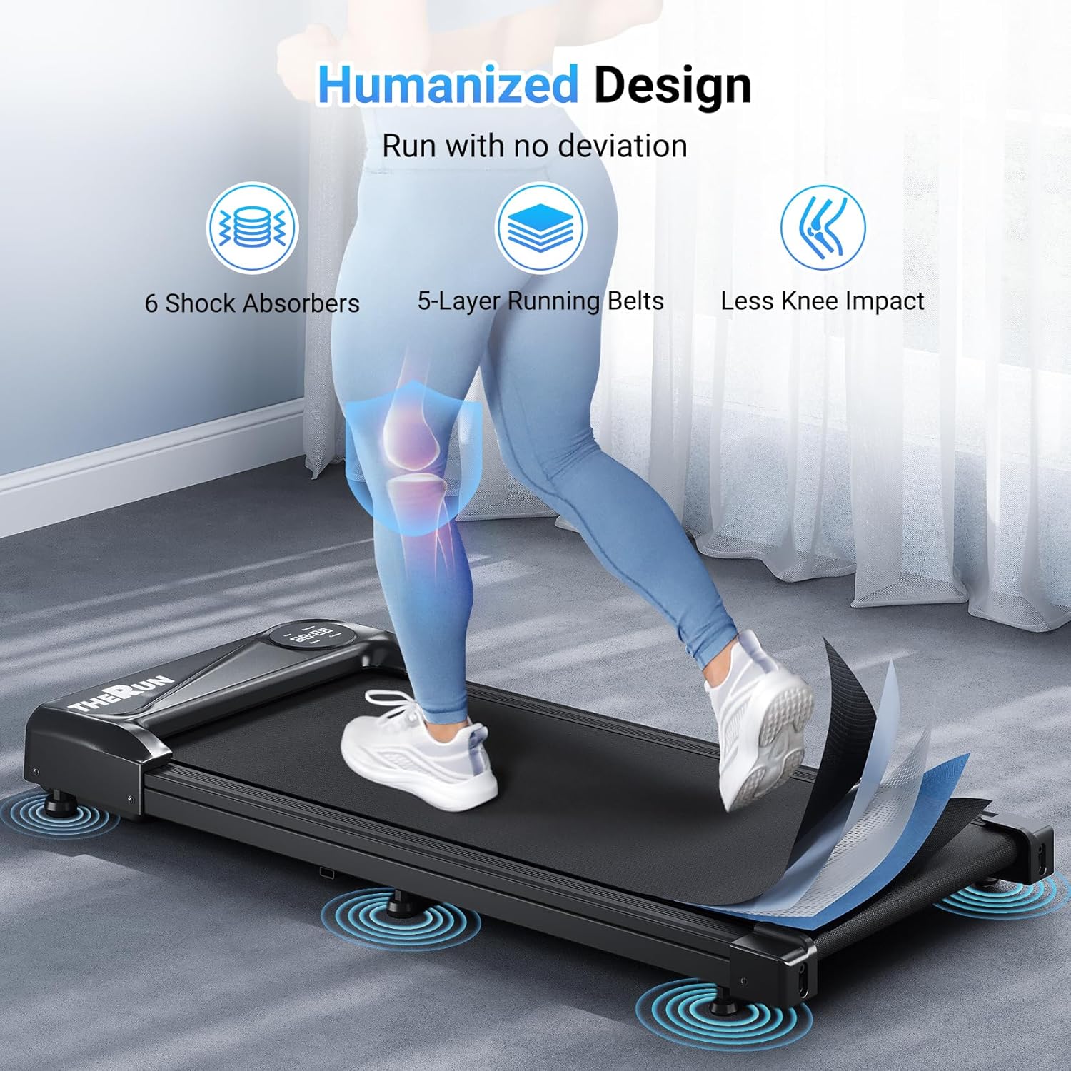 THERUN Walking Pad Treadmill Under Desk, Portable Mini Treadmill for Home/Office, Walking Pad Machine with 2.5HP and 265 lbs Weight Capacity Remote Control LED Display - Image 3
