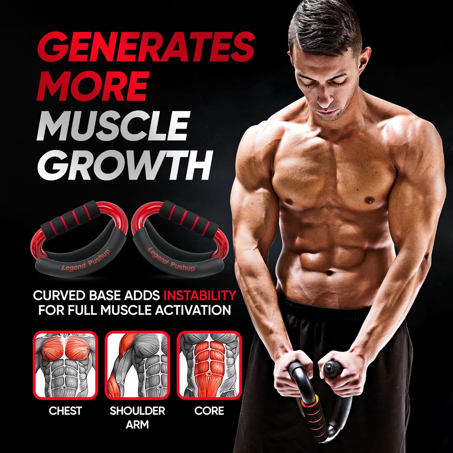 Legend Pushup – Advanced Push-Up Bars to Eliminate Wrist Pain, Generate More Muscle Growth, Deliver Faster Results, and Prevent Plateaus – Rocking Handle Design for Natural Movement and Effective Workouts - Image 4