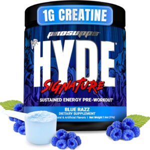 PROSUPPS Mr. Hyde Signature Pre Workout Powder with Creatine, Beta Alanine & Caffeine – Performance, Energy & Endurance – Clean Fitness & Gym Supplements for Men & Women (Blue Razz, 30 Servings)