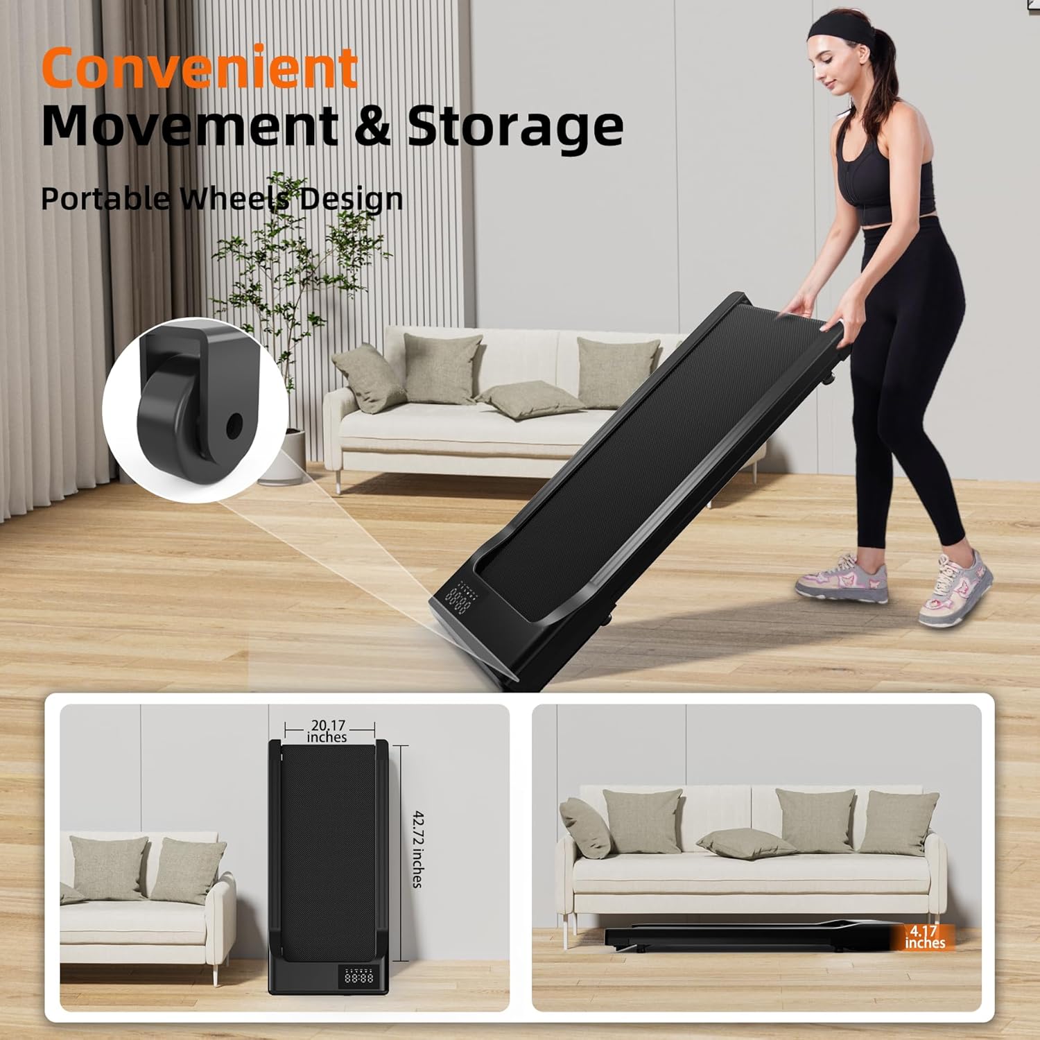 SupeRun Walking Pad, Under Desk Treadmill, 3 in 1 Portable Treadmill with Remote Control LED Display, 2.5 HP Quiet Walking Jogging Machine for Office Home Use, 300 Lbs Capacity - Image 4