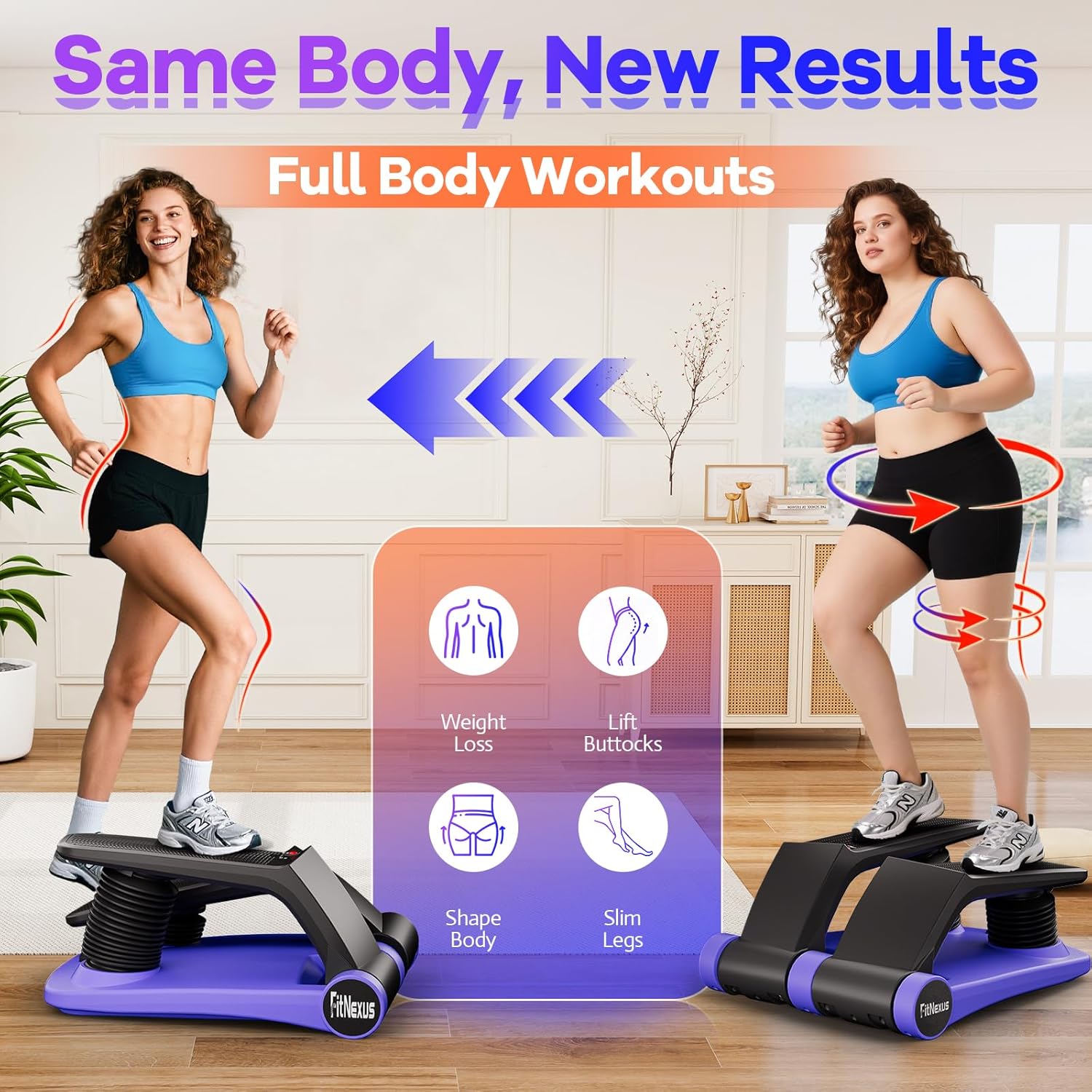 Air Compression Resistance Stepper – Adjustable Mini Stair Climber for Home Cardio Workout, Portable Stepper Machine with LCD Display, Non-Slip Pedals & Resistance Bands (Blue and Black) - Image 2