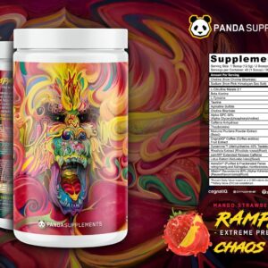 Underground Bio Labs™ Panda Supps: Rampage Chaos, Extreme Pre-Workout, High Stim, Maximum Pump, Focus, and Energy (Strawberry Mango Sherbet) (40 Servings)