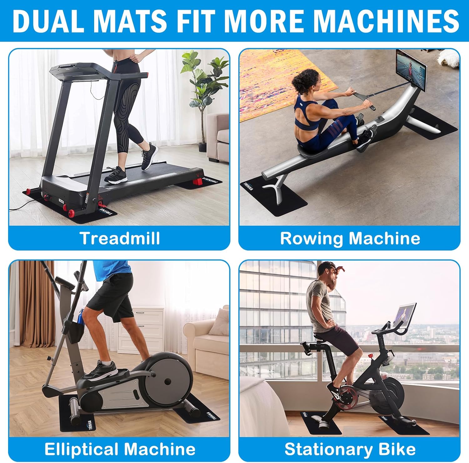 2PCS Peloton Exercise Bike Mat for Carpet & Hardwood Floors, Non-Slip Mat Compatible with Stationary Spin Bike, Concept 2 Rowing Machine, Workout Mat for Bike Trainer - Image 7