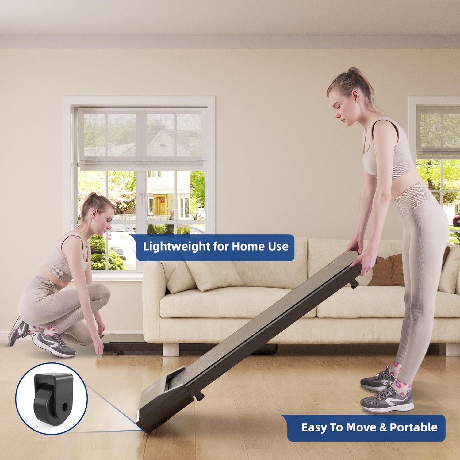 SupeRun Walking Pad, Under Desk Treadmill, 3 in 1 Portable Treadmill with Remote Control LED Display, 2.5 HP Quiet Walking Jogging Machine for Office Home Use, 300 Lbs Capacity - Image 4