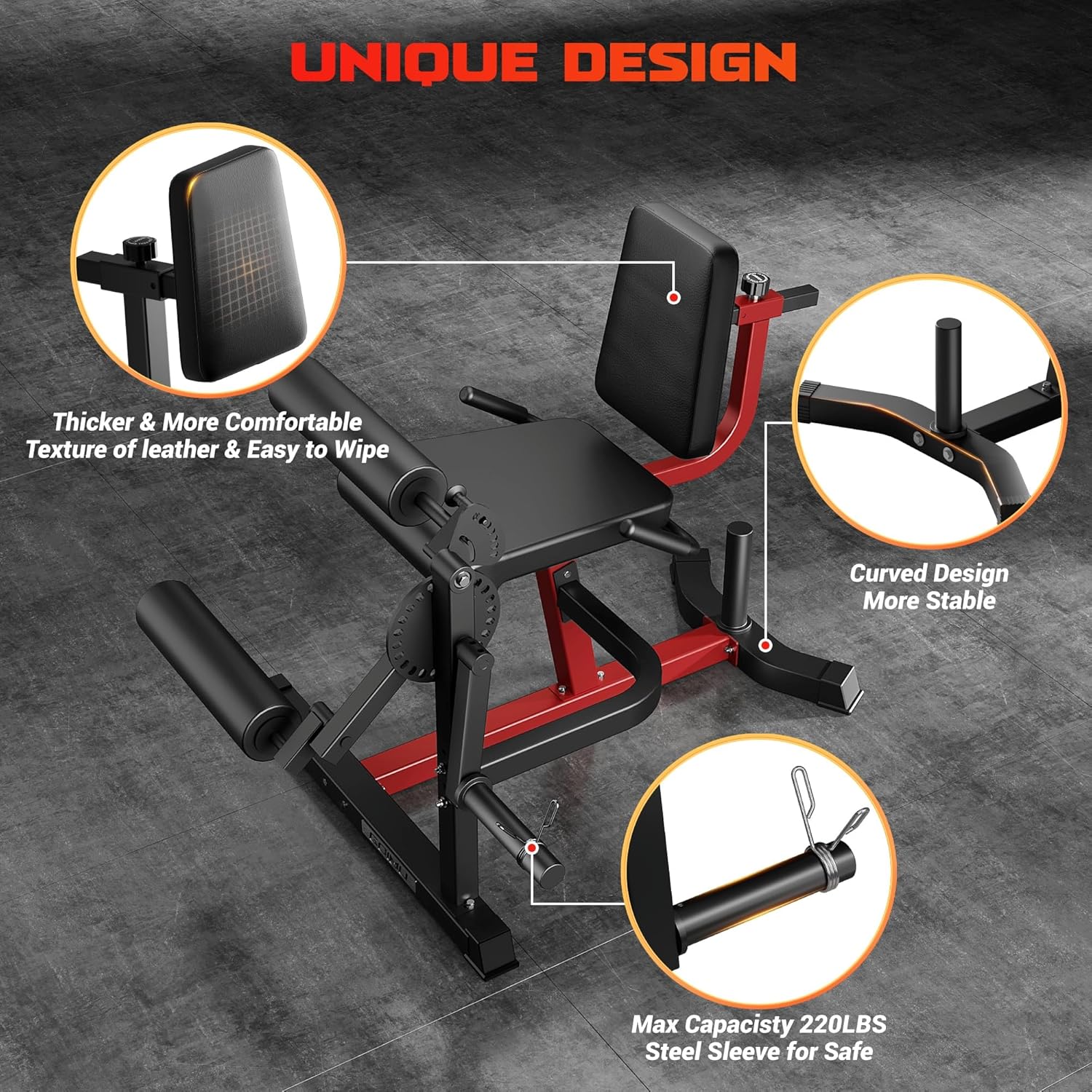 Leg Extension and Curl Machine, 4 in 1 Lower Body Workout Machine, Adjustable Leg Curl Machine with Plate Loaded, Leg Extension Machine with Exercise Bench, Home Gym Weight Machine - Image 4