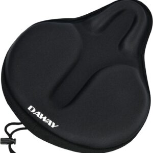 DAWAY Comfortable Bike Seat Cover – Silicone Gel & Memory Foam Padded Bike Seat Cushion for Men Women – Soft Bicycle Saddle Cover for Peloton, Stationary Exercise, Mountain Road Bikes – XL/Large/Small