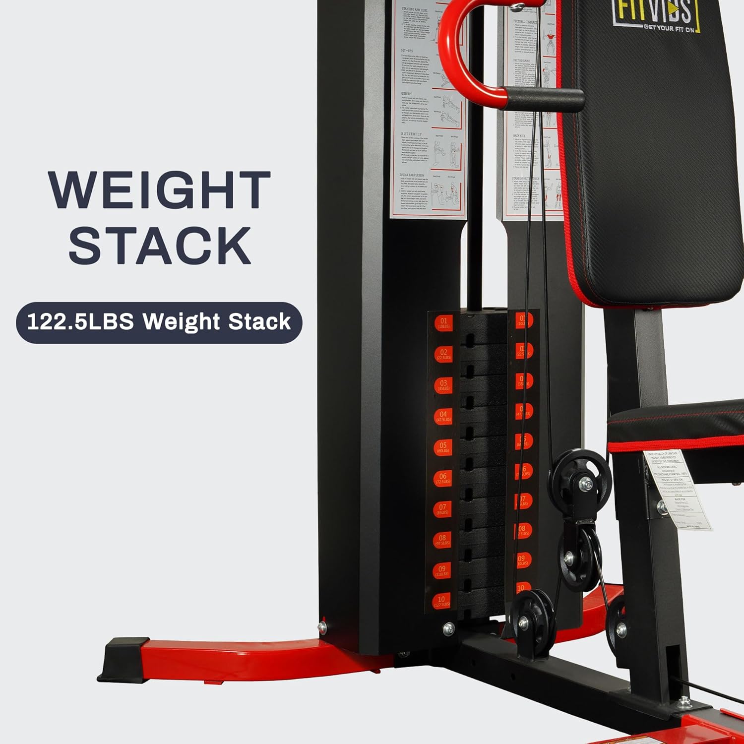 Fitvids Multifunctional Home Gym Equipment with 122.5 lbs Weight Stack, Full Body Workout Weight Machine Strength Training Exercise Equipment with Pulley System & Leg Press, All-in-One Workout Station - Image 4