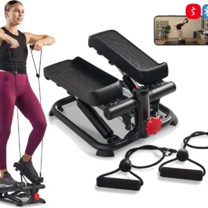 Sunny Health & Fitness Mini Steppers for Exercise at Home, Stair Step Workout Machine, Full Body Cardio Equipment, with Optional Free SunnyFit App Connection and Resistance Band