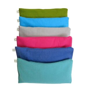 Unscented Organic Flax Seed Eye Pillow – Pack of (6) – Soft Cotton Flannel – Weighted Headache Relief Meditation Yoga Massage Bulk – Children ADHD Adults Stress Relax – Vibrant Colors