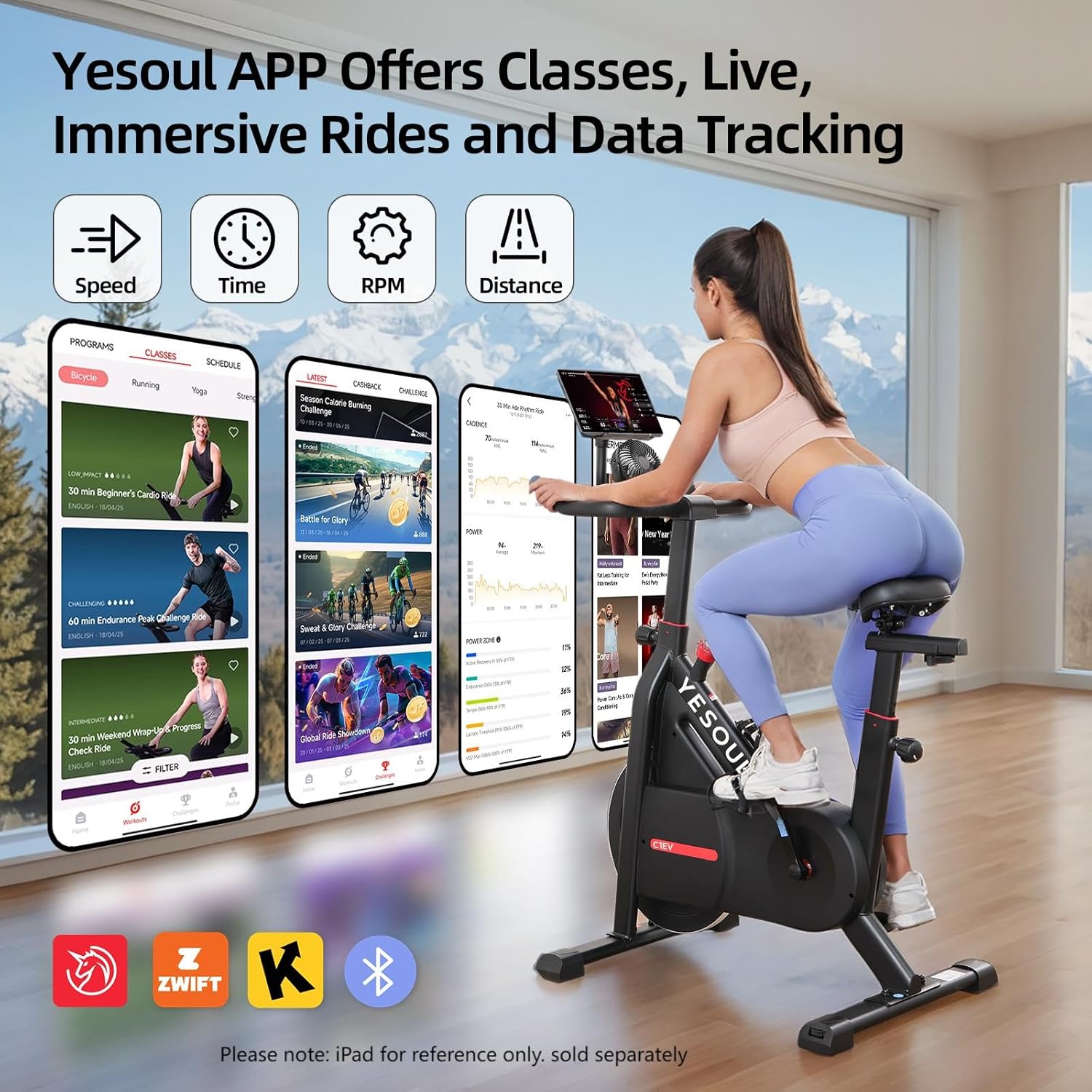 YESOUL Exercise Bike with Exclusive Smart App, Adjustable Magnetic Resistance & 300lbs Capacity, Indoor Stationary Cycling Bike with Stable Triangle Frame, Scenic Rides & Live Classes for Home Workouts - Image 2