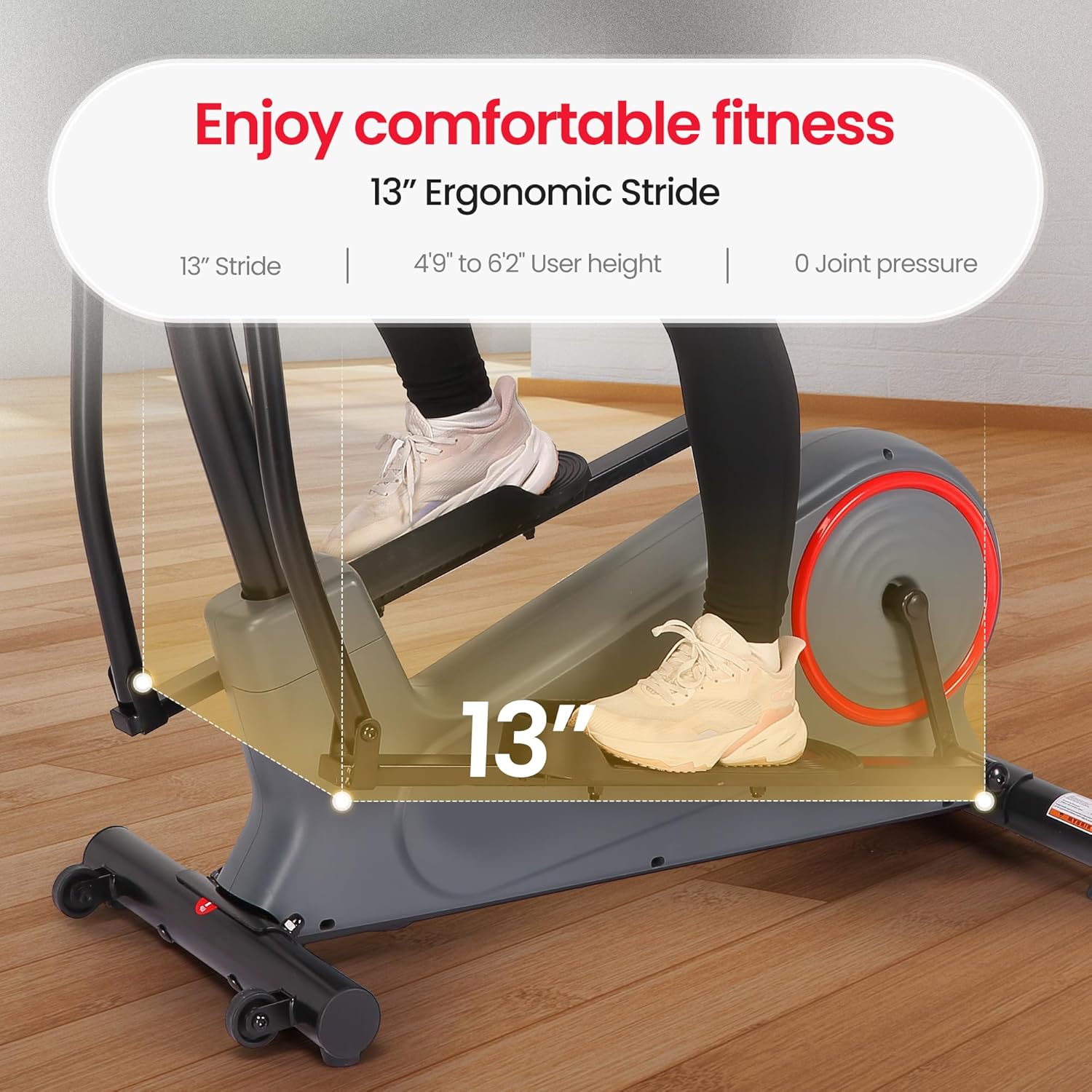 Elliptical Exercise Machine Elliptical Machine for Home with 8 Levels Adjustable Resistance LCD Monitor Pulse Monitor 13IN Stride 300 LBS Weight Capacity Hyper-Quiet Fitness - Image 6