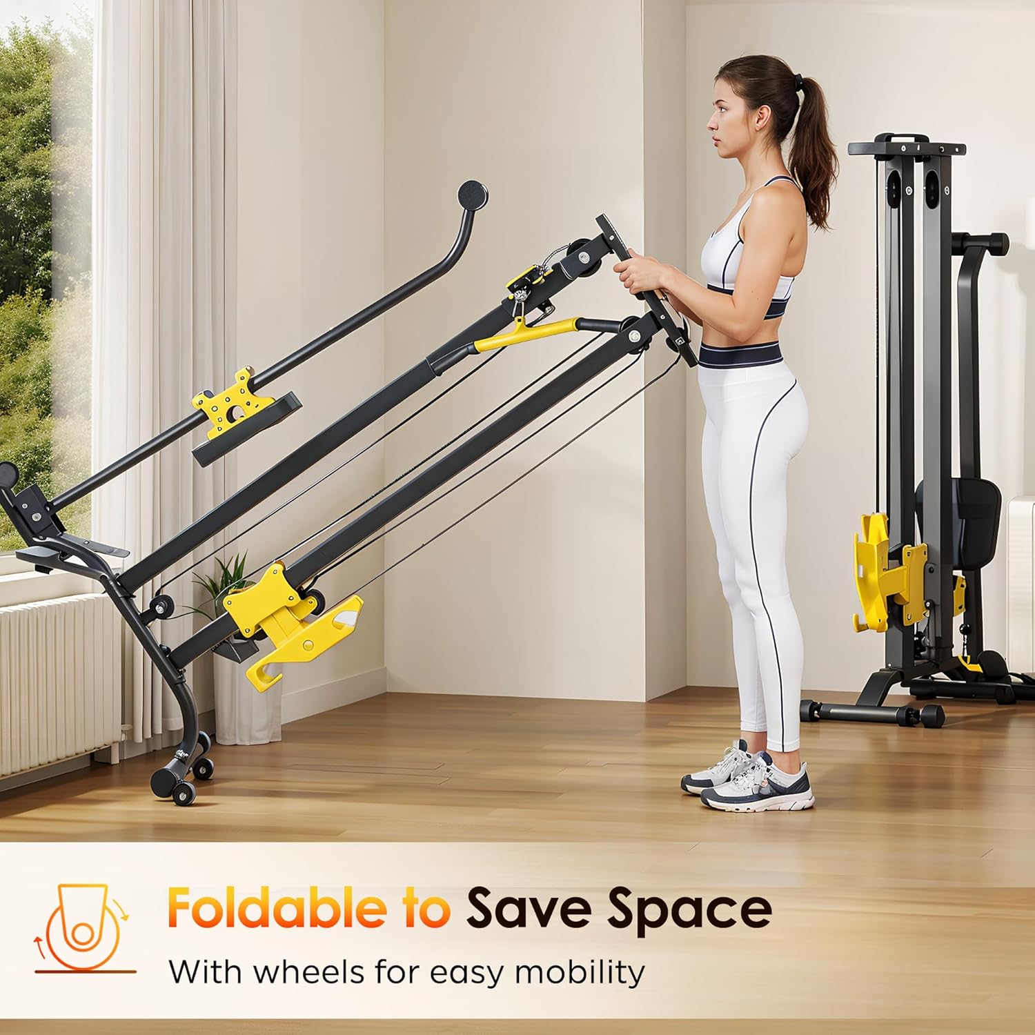 SogesHome LAT Pull Down Machine Low Row Cable Multifunctional Foldable Fitness Exercise Machine Full-Body Workout Strength Training Bar Machine - Image 4