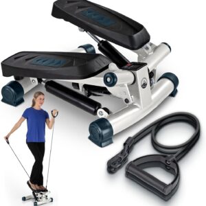 Stair Stepper – Portable Stair Climber Exercise Machine with LCD Monitor and Resistance Bands – Home Gym Workout Equipmen