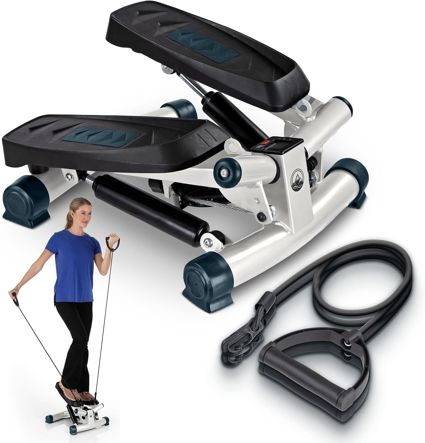 Stair Stepper - Portable Stair Climber Exercise Machine with LCD Monitor and Resistance Bands - Home Gym Workout Equipmen