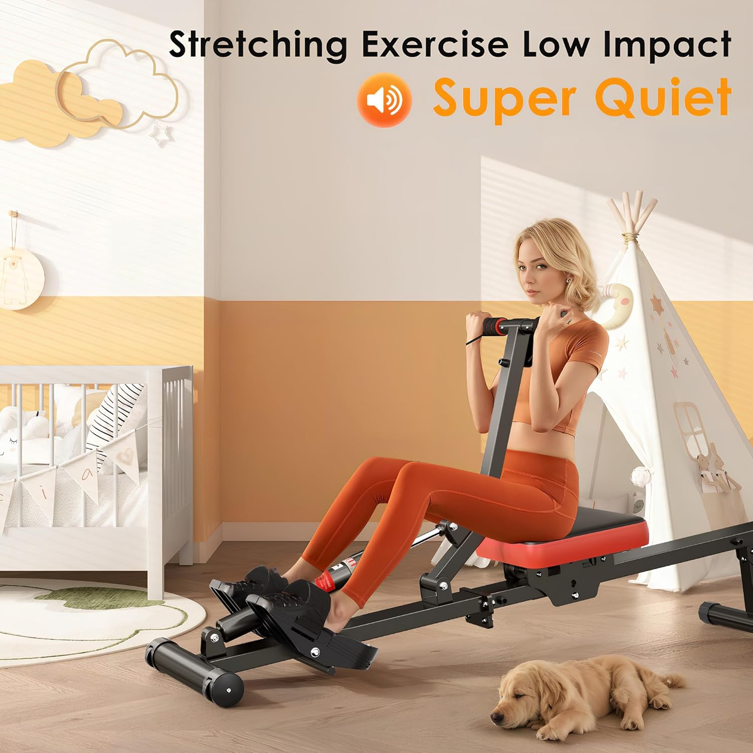 SogesGame Rowing Machine, Rower Machine with 12 Levels of Resistance for Complete Body Workouts, Low-Impact, Indoor Exercise Rower Machine with Digital Monitor, Home Gym Equipment - Image 6