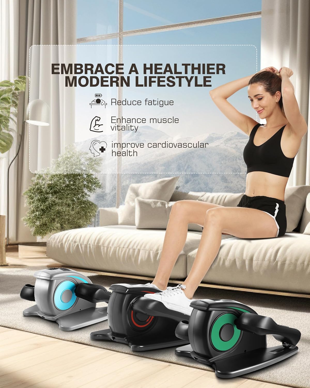 ANCHEER Under Desk Elliptical Machine - Quiet Pedal Exerciser for Seniors, Office & Home, Low-Impact Seated Leg Workout Equipment, Smart LCD Display, Remote Control - Image 2