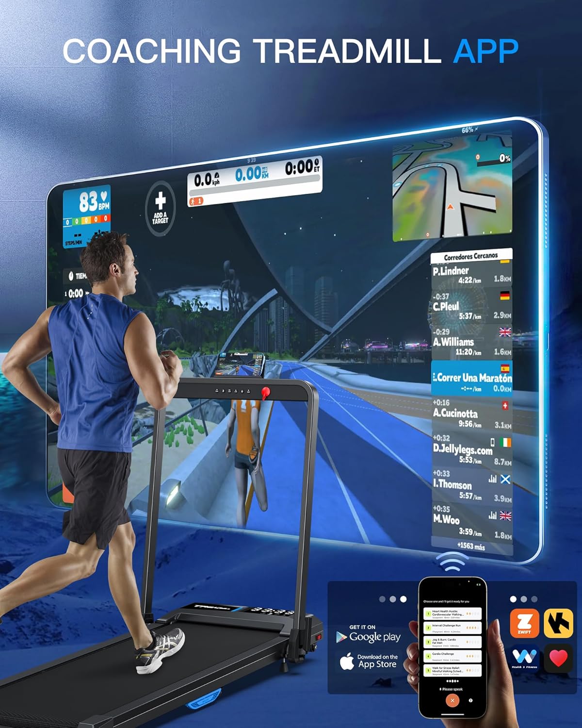 WELLFIT 10% Incline Walking Pad, 3HP 4MPH/7.6MPH 265/350 lb+ Capacity Treadmills for Home, Wide Running Area Treadmill with Mute Remote, APP and Console Control for Small Space, No Assemble - Image 3