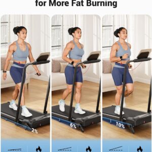 THERUN Walking Pad, 2 in 1 Foldable Treadmills for Home, 2.5HP Under Desk with Handle Bar, 16″ Widened Running Belt, with Remote Control