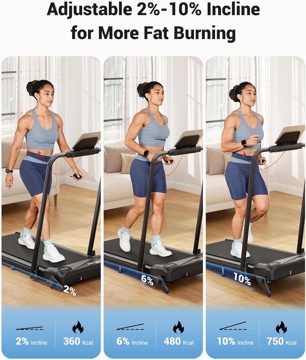 THERUN Walking Pad, 2 in 1 Foldable Treadmills for Home, 2.5HP Under Desk with Handle Bar, 16" Widened Running Belt, with Remote Control - Image 2