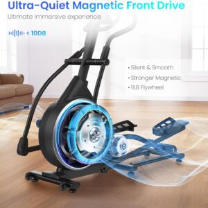 FEIERDUN Elliptical Machine, Cross Trainer for Home Use with Hyper-Quiet Electromagnetic Front Driving System, 32 Resistance Levels, 20IN Stride, 400LBS Weight Capacity
