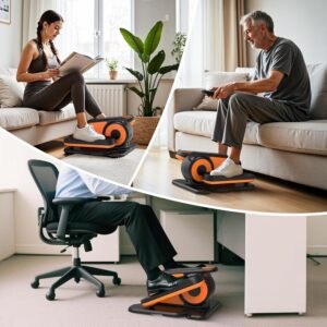 Under Desk Elliptical Machine, Quiet & Portable Electric Machine Seated Pedal Exerciser with Remote Control, Low-Impact Electric Ellipse Leg Exerciser with 12 Level Speeds Adjustable for Home Office