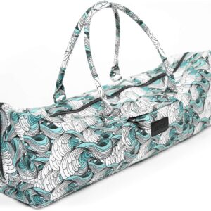Kindfolk Yoga Mat Duffle Bag Patterned Canvas with Pocket and Zipper