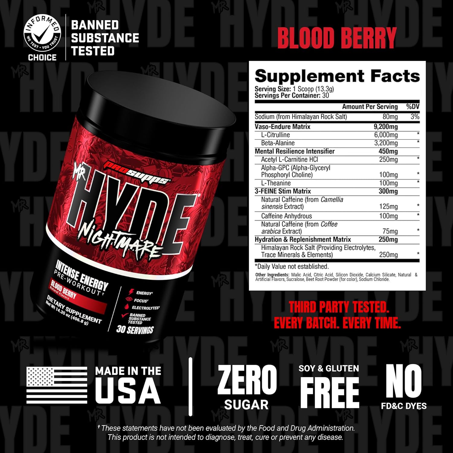 PROSUPPS Mr. Hyde Nightmare Pre Workout Powder with Caffeine & Beta Alanine - Preworkout for Intense Energy, Mental Focus & Performance - Gym & Fitness Supplements (Blood Berry, 30 Servings) - Image 5