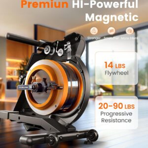 YOSUDA Magnetic/Water Rowing Machine for Home – Rower Machine Use with Bluetooth, App Supported, Rowing Machine for Taller Power Athletes, Comfortable Seat Cushion