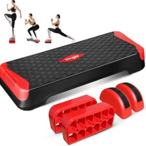 Yes4All 2-in-1 Adjustable Aerobic Step Platform Fitness Exercise Stepper with Rocker Balance Board Legs for Home Workout, Step Exercise & Balance Training