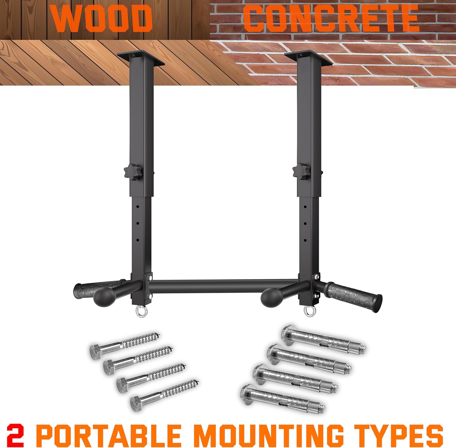 Upgraded-24" Ceiling Mount Pull Up Bar for Garage/Basement/Rafter - Heavy Duty 800LBS Adjustable Height Multi-Grip Chin Up Bar,Ceiling Joist/Beam - Image 7