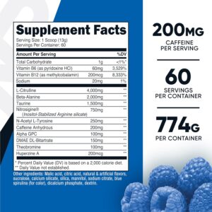 Nutricost Pre-Workout Complex Powder (60 Servings, Blue Raspberry) – Pre-Workout Supplement with Beta-Alanine, Taurine & Amino Acids