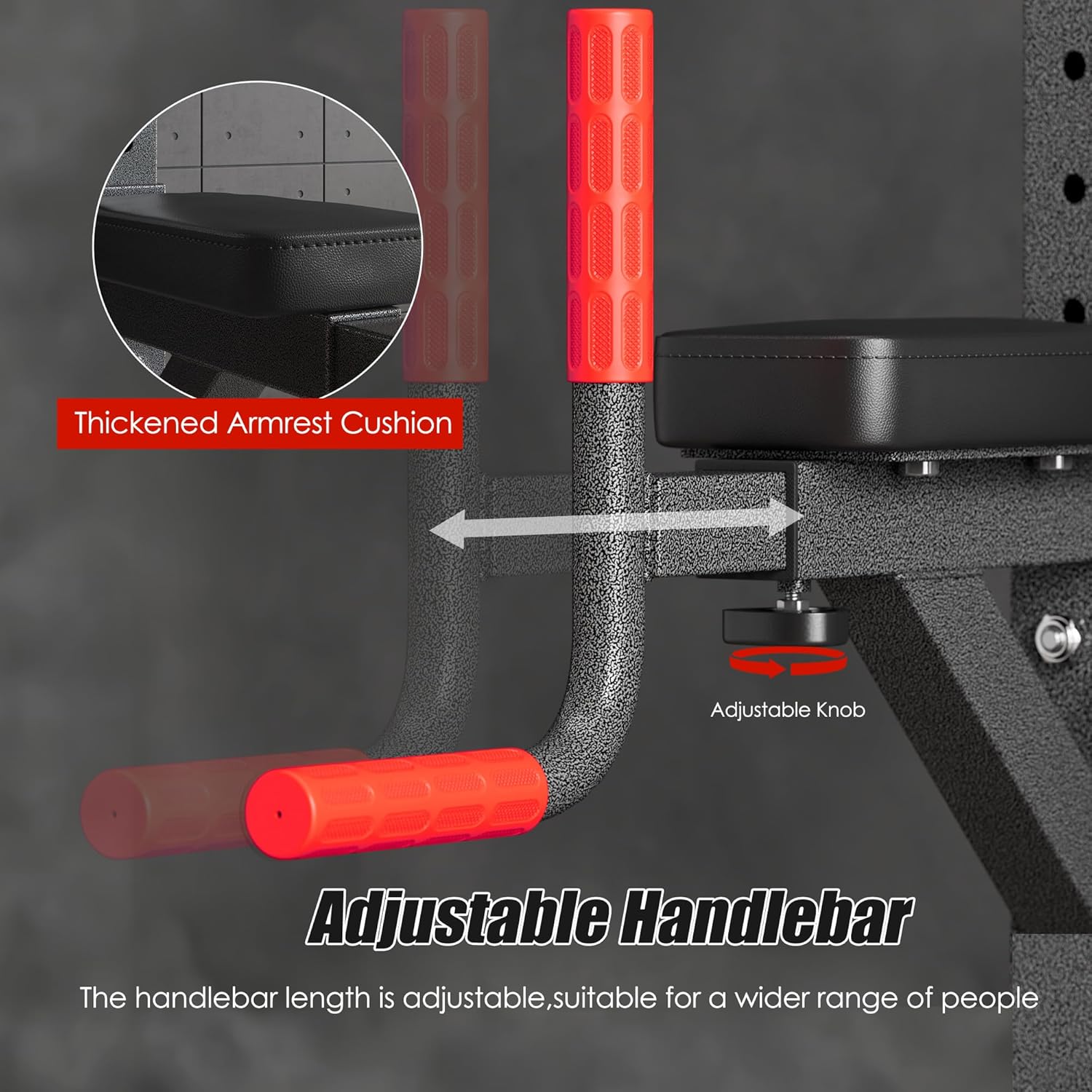 soges Pull Up Bar Dip Station, Power Tower with A Backrest, Adjustable Height Pull Up Bar Stand, Multi-Function Home Gym Strength Training - Image 6