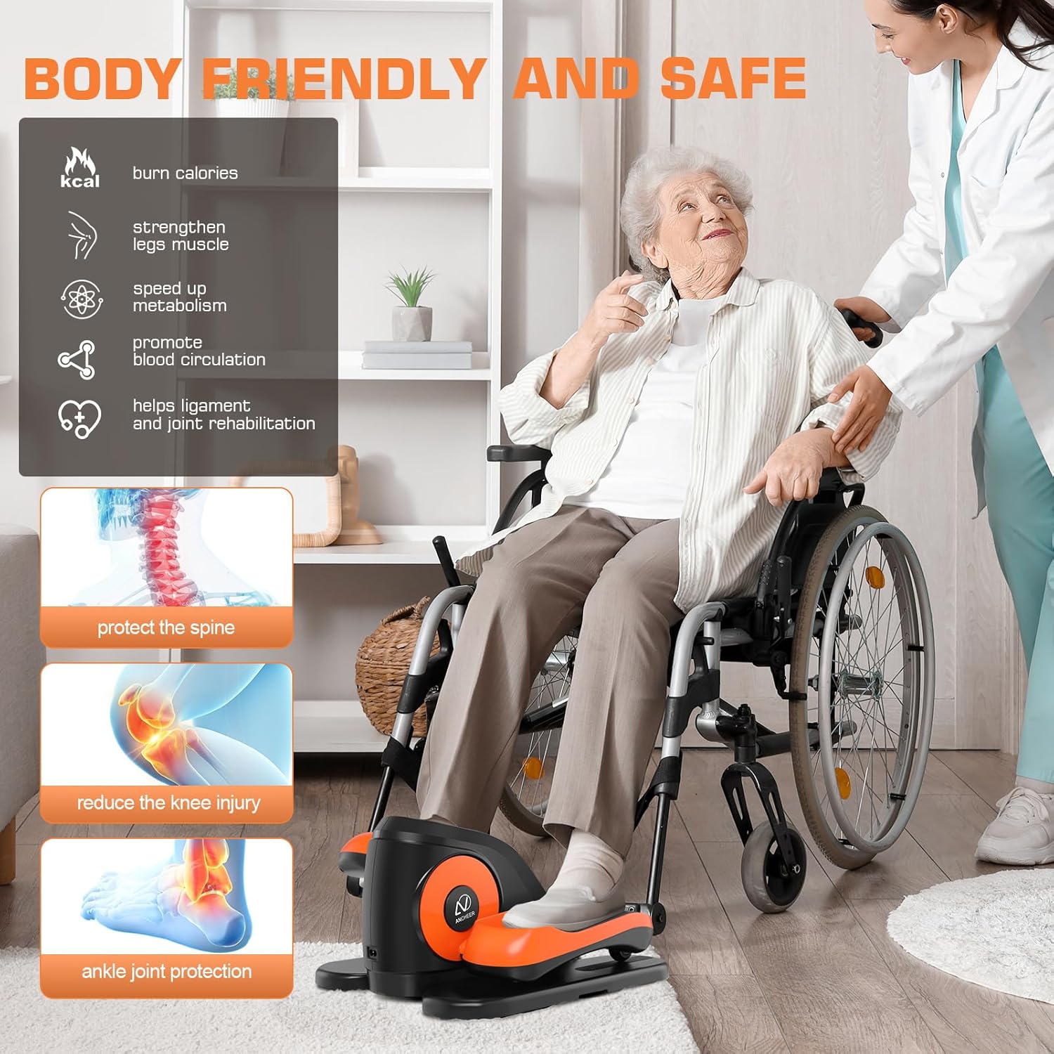 ANCHEER Under Desk Elliptical, Ellipse Leg Exerciser for Seniors Fully Assembled , Electric Seated Pedal Exerciser with Remote Control & 12 Adjustable Speed/Resistance - Image 4