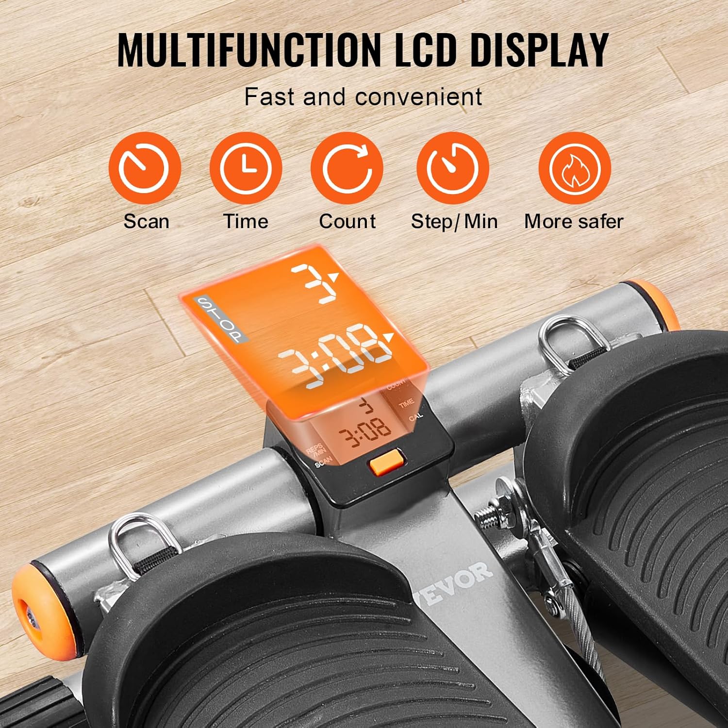 VEVOR Stair Stepper, Mini Stepper for Exercise at Home, Hydraulic Fitness Stepper with Resistance Bands, Full Body Workout Cardio Equipment, Stair Climber - Image 5