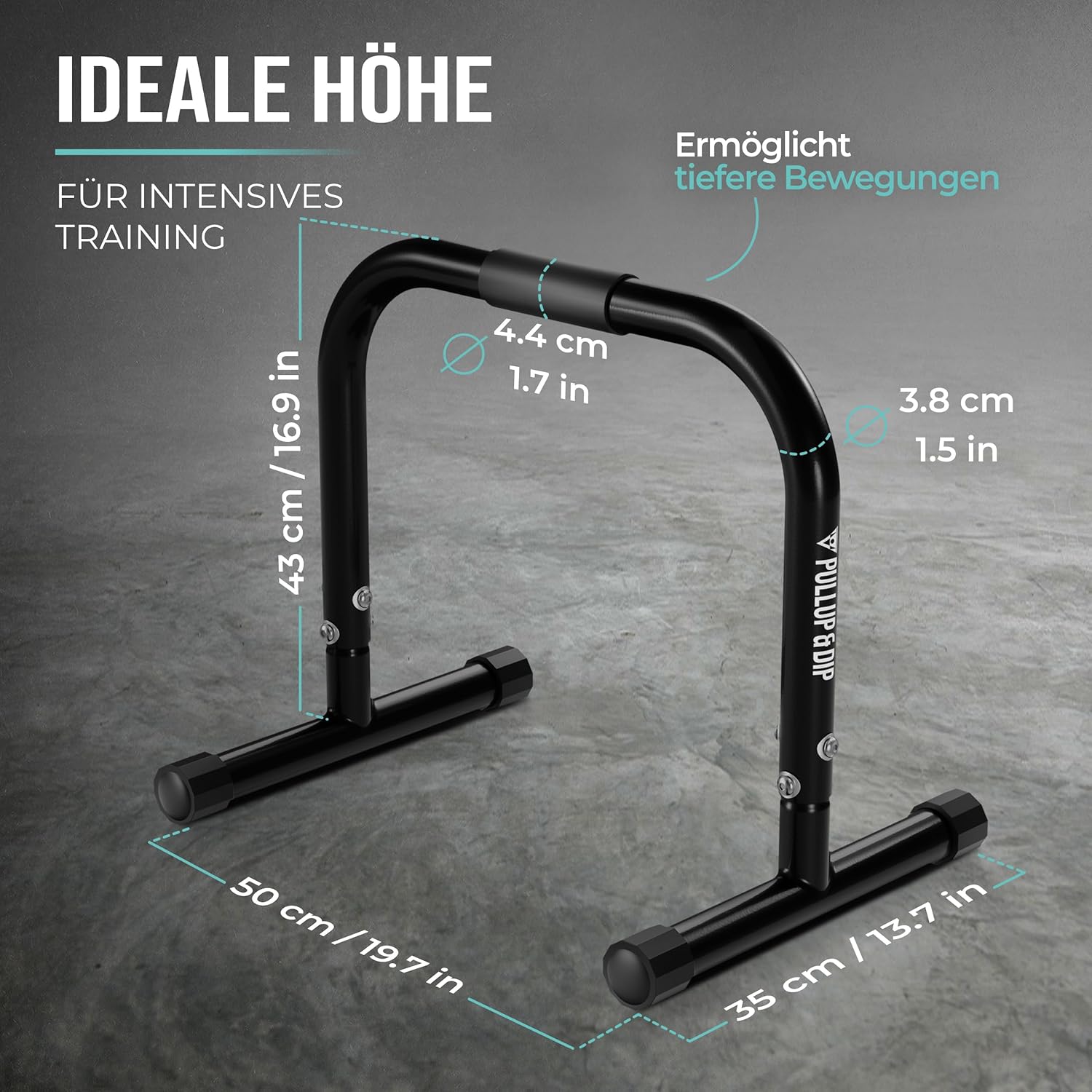 PULLUP & DIP Fitness Parallettes, Medium Parallette Bars For Calisthenics, Crossfit & Gymnastics, Handstand Bars With Extra Wide Handle & No Wobbling - Image 5