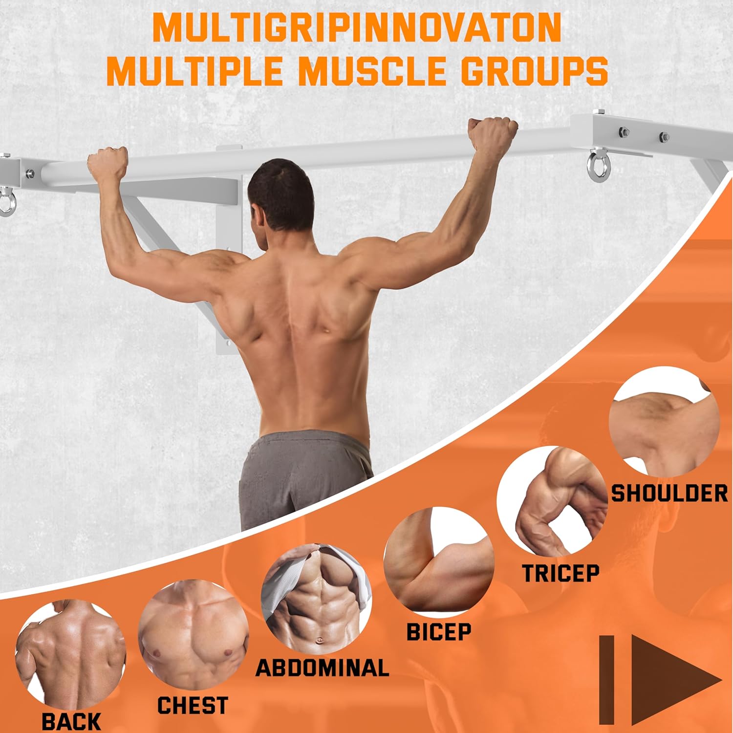 Pull Up Bar Wall Mounted, Heavy Duty 650 lbs Capacity Chin Up Bar, 48" Multi-Grip Strength Training Pull-up Bars, for Home Gym Garage/Backyard Total Body Workout, Ease Of Use Mounting (White) - Image 7